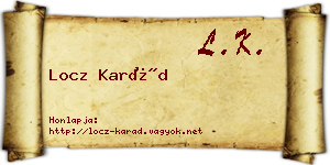 Locz Karád névjegykártya